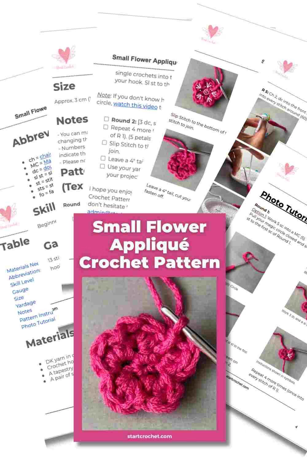 Small Flower Appliqué Crochet Pattern