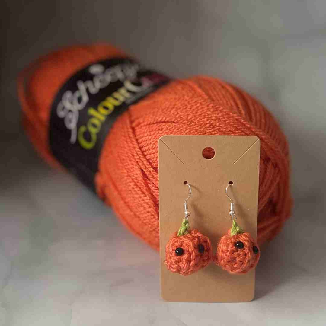 Easy crochet pumpkin earrings pattern for beginners