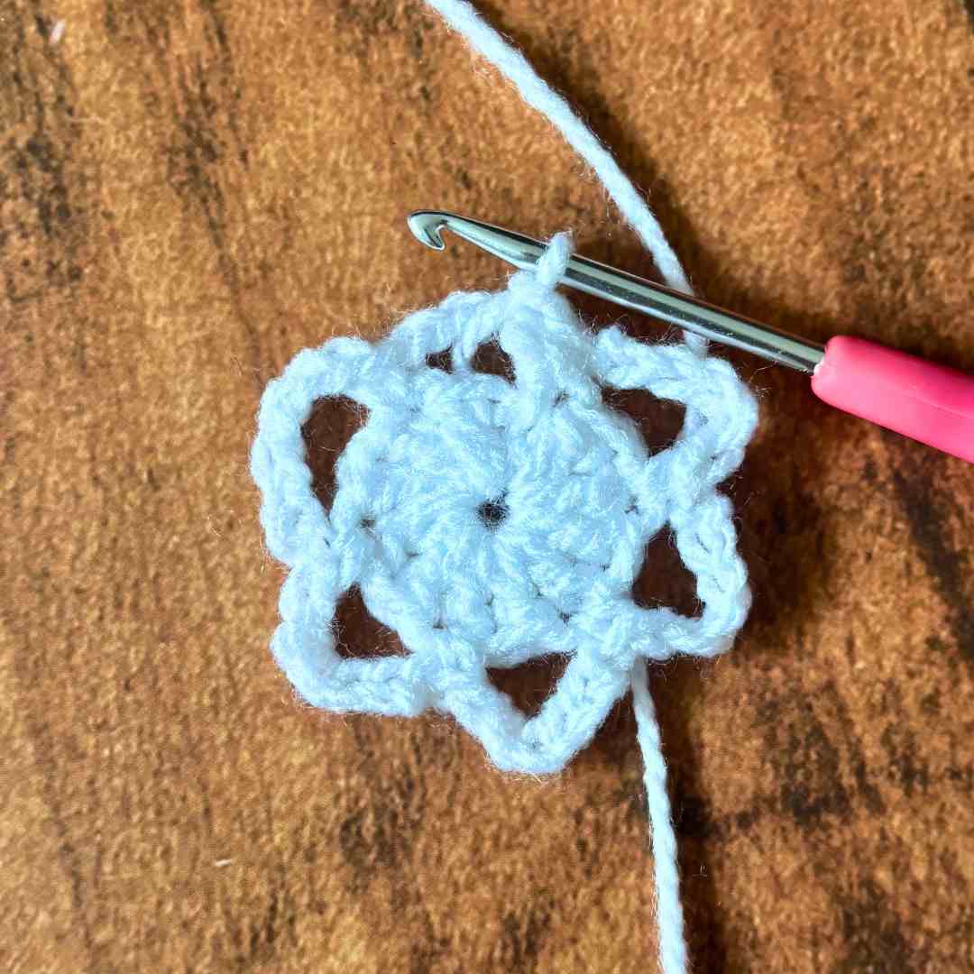 beginner snowflake coaster crochet tutorial with step-by-step photos