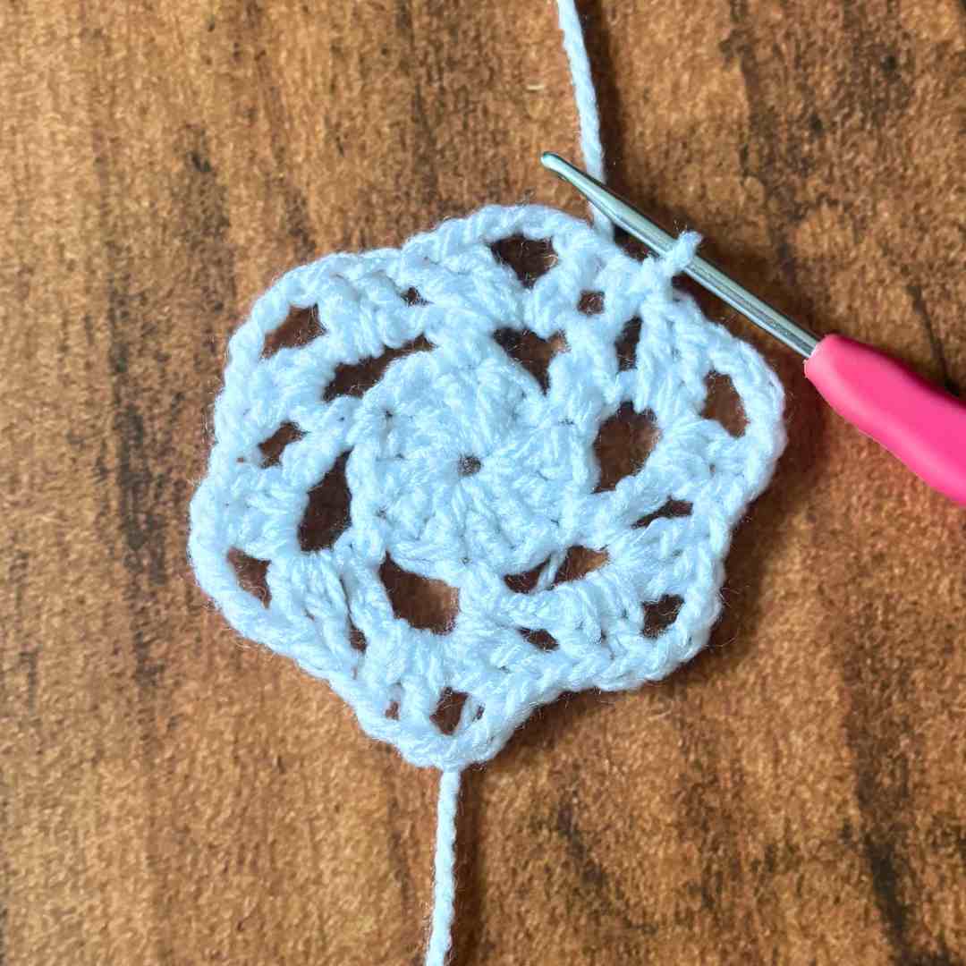 beginner snowflake coaster crochet tutorial with step-by-step photos