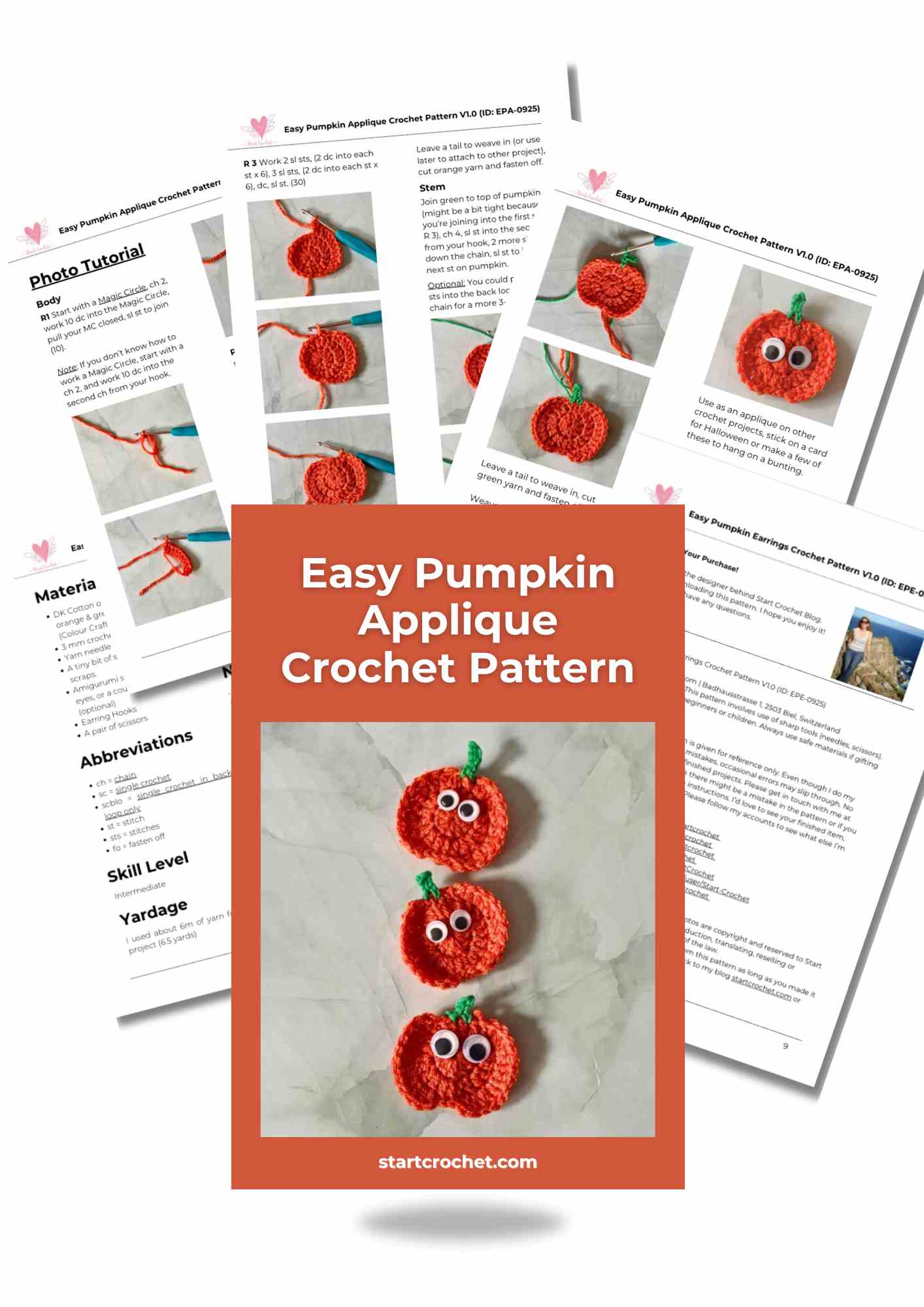 Easy Pumpkin Applique Crochet Pattern Photo Tutorial