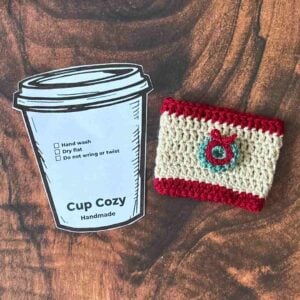 Easy beginner Christmas cup cozy crochet pattern