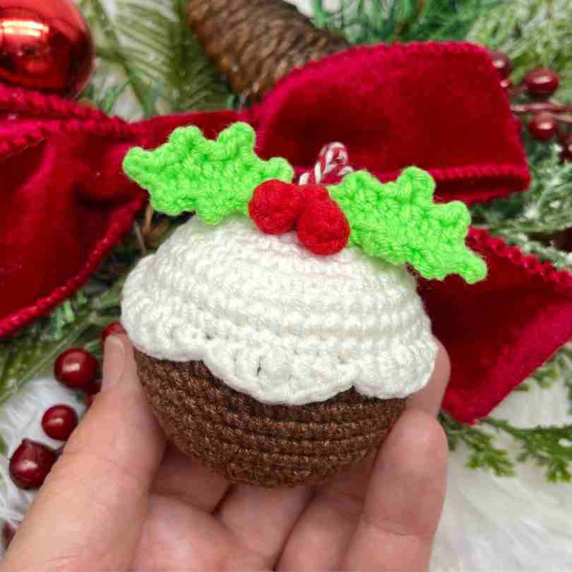 Crochet Christmas Pudding Decoration by Cuddly Stitches Craft