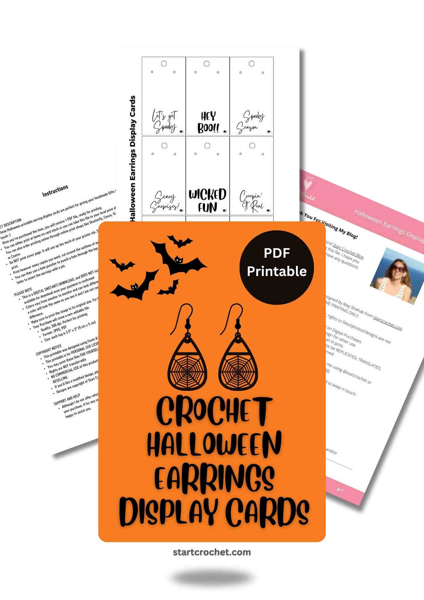 Crochet Halloween Earrings Display Cards