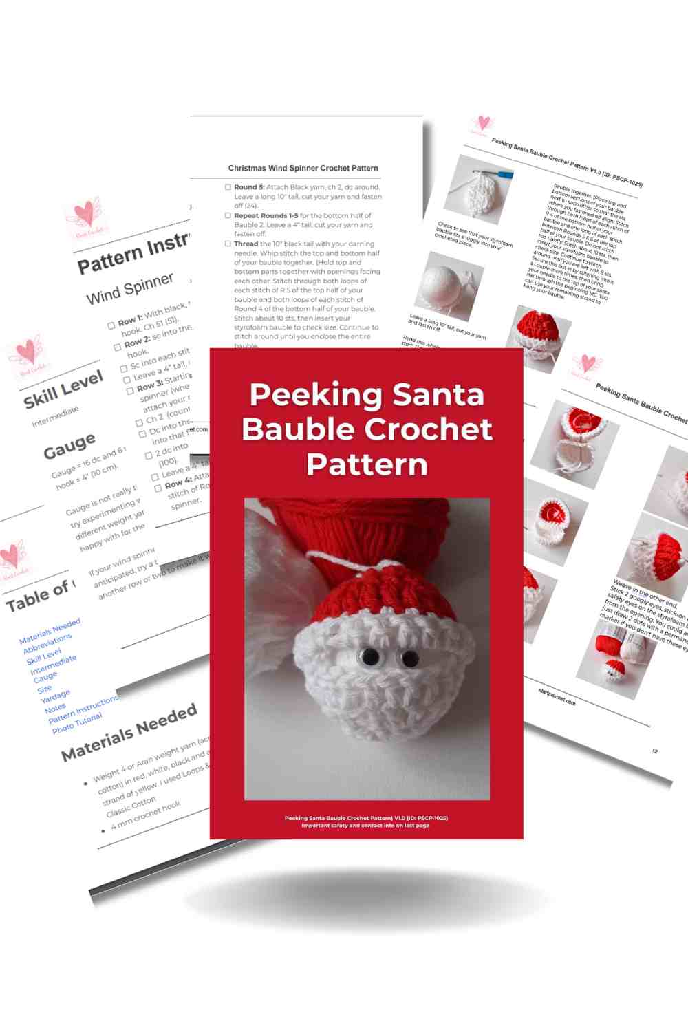 Peeking Santa bauble crochet pattern