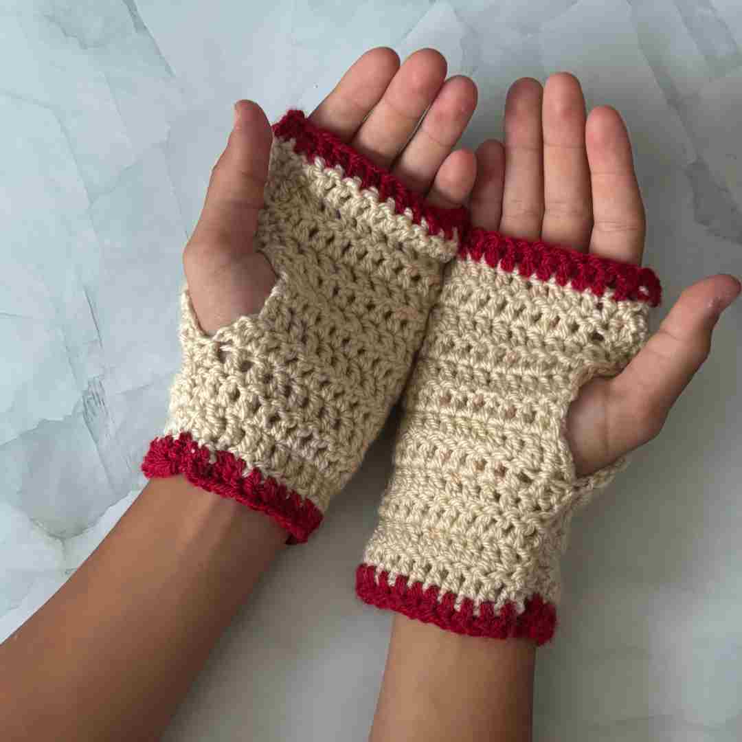 easy double crochet hand warmers pattern