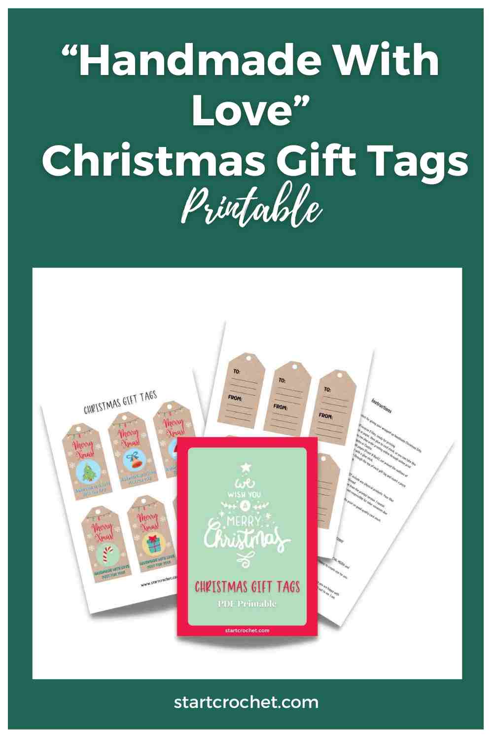 Handmade with love christmas gift tags printable