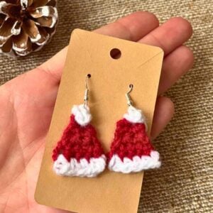 crochet mini santa hat earrings free pattern step by step