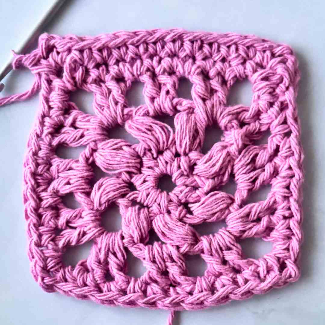 puff stitch flower crochet square