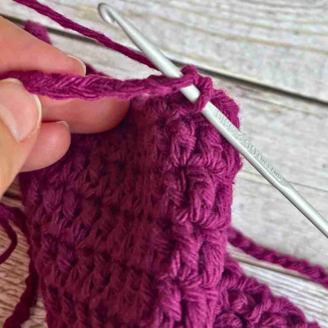 attach strap with sl st