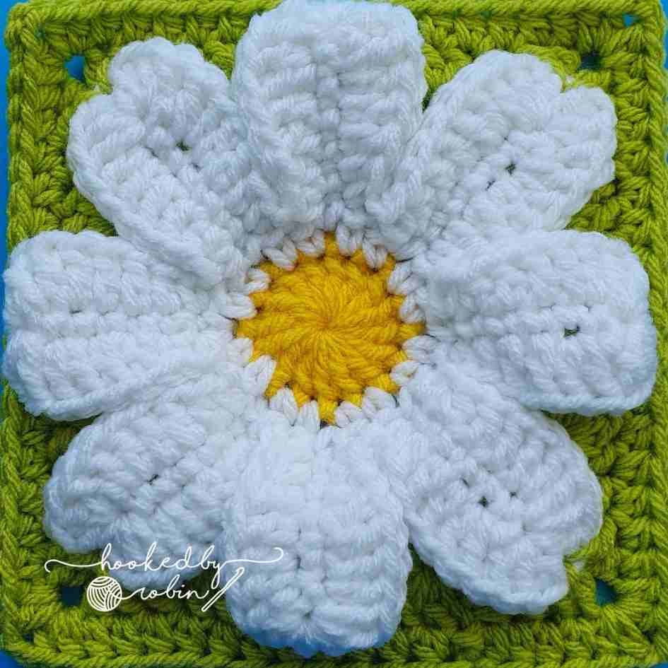 Crochet 3D Flower Square Motif by Hooked by Robin