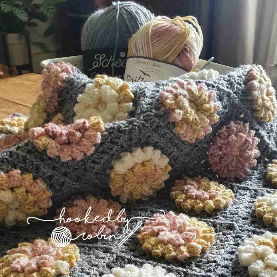 Crochet Popcorn Floral by Hooked by Robin