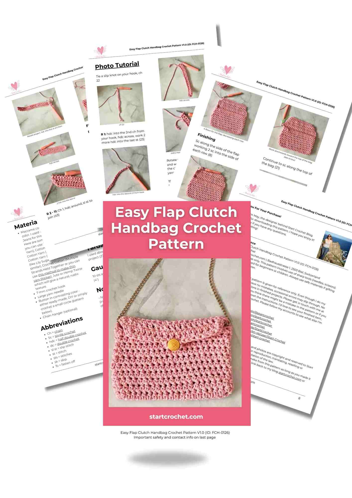 Easy Flap Clutch Handbag Crochet Pattern Photo Tutorial V1.0 (ID FCH-0126) (1)
