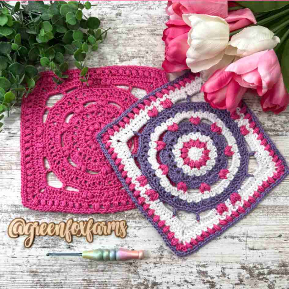 Sweet Flora Afghan Square by Green Fox Farms Designs