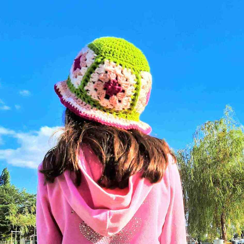 Granny Square Bucket Hat Crochet Pattern