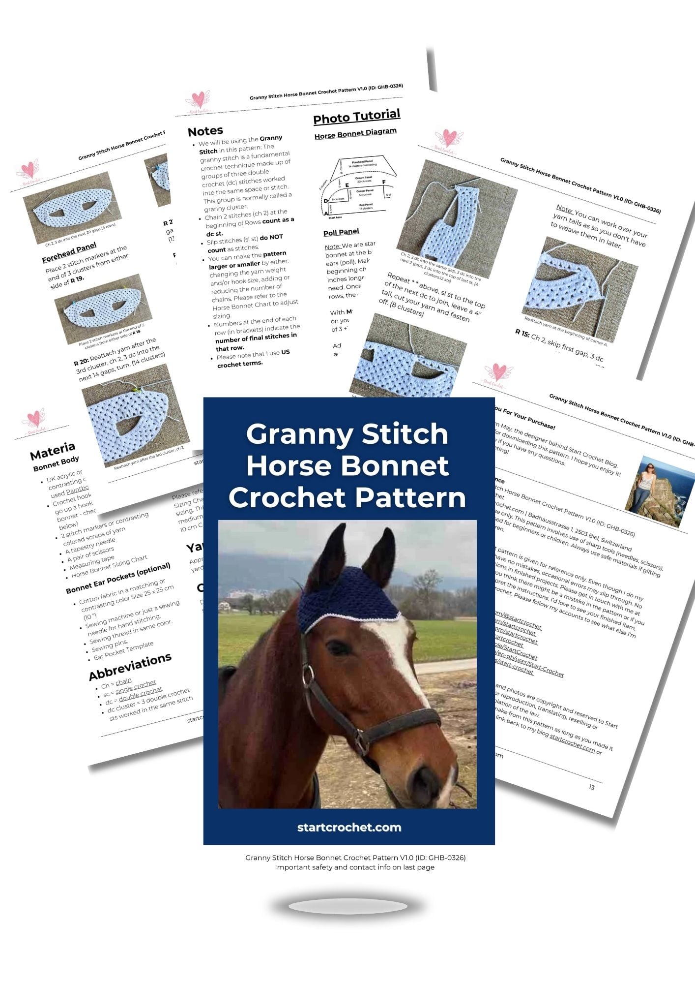Granny Stitch Horse Bonnet Crochet Pattern Photo Tutorial V1.0 (ID GHB-0326)
