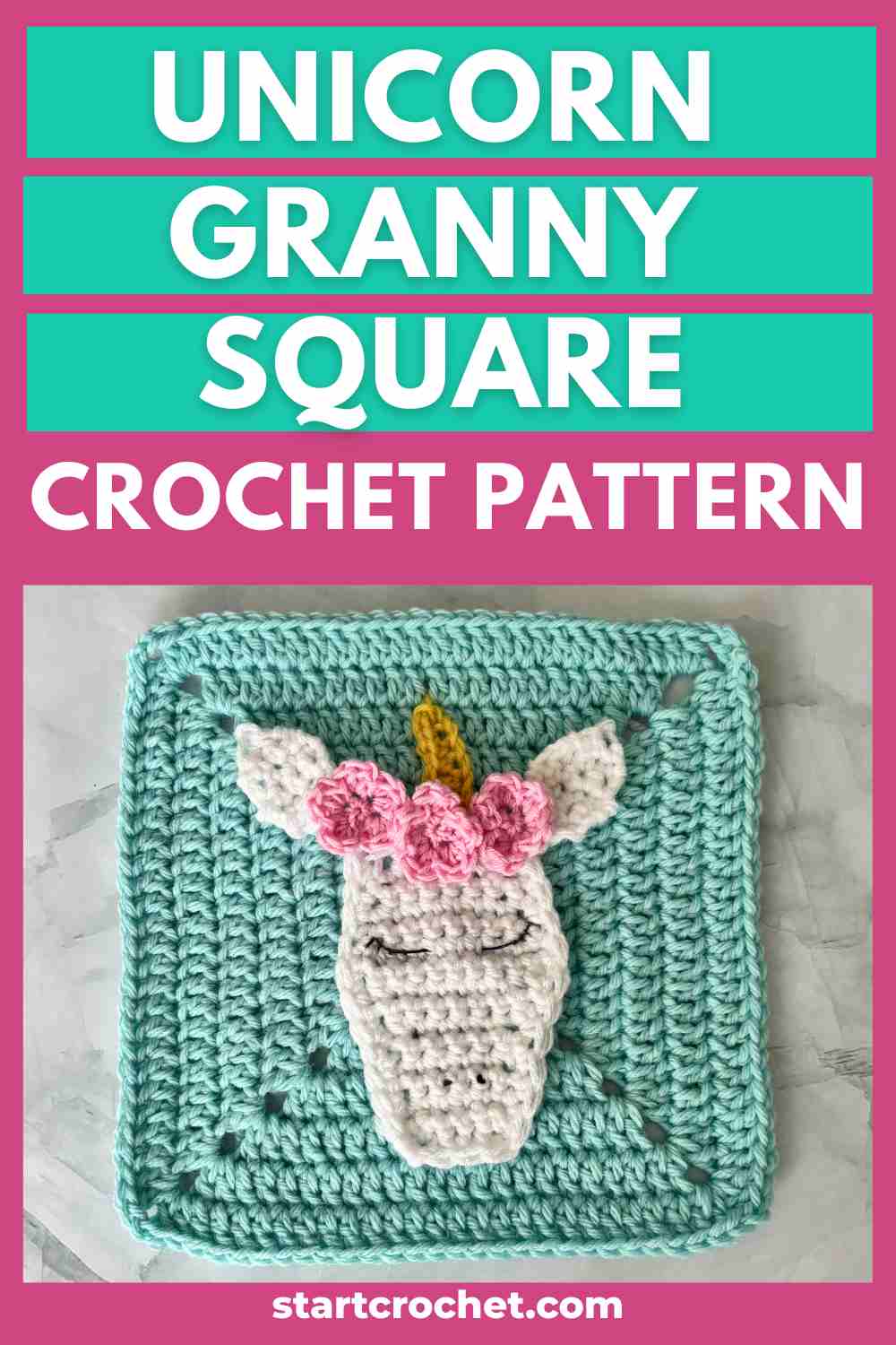 Unicorn granny square crochet pattern for blanket
