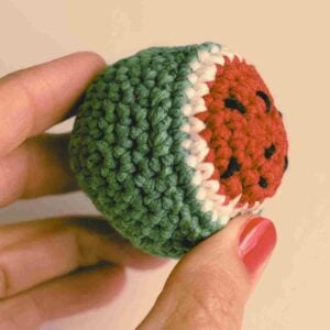 Watermelon Hacky Sack crochet pattern for beginners