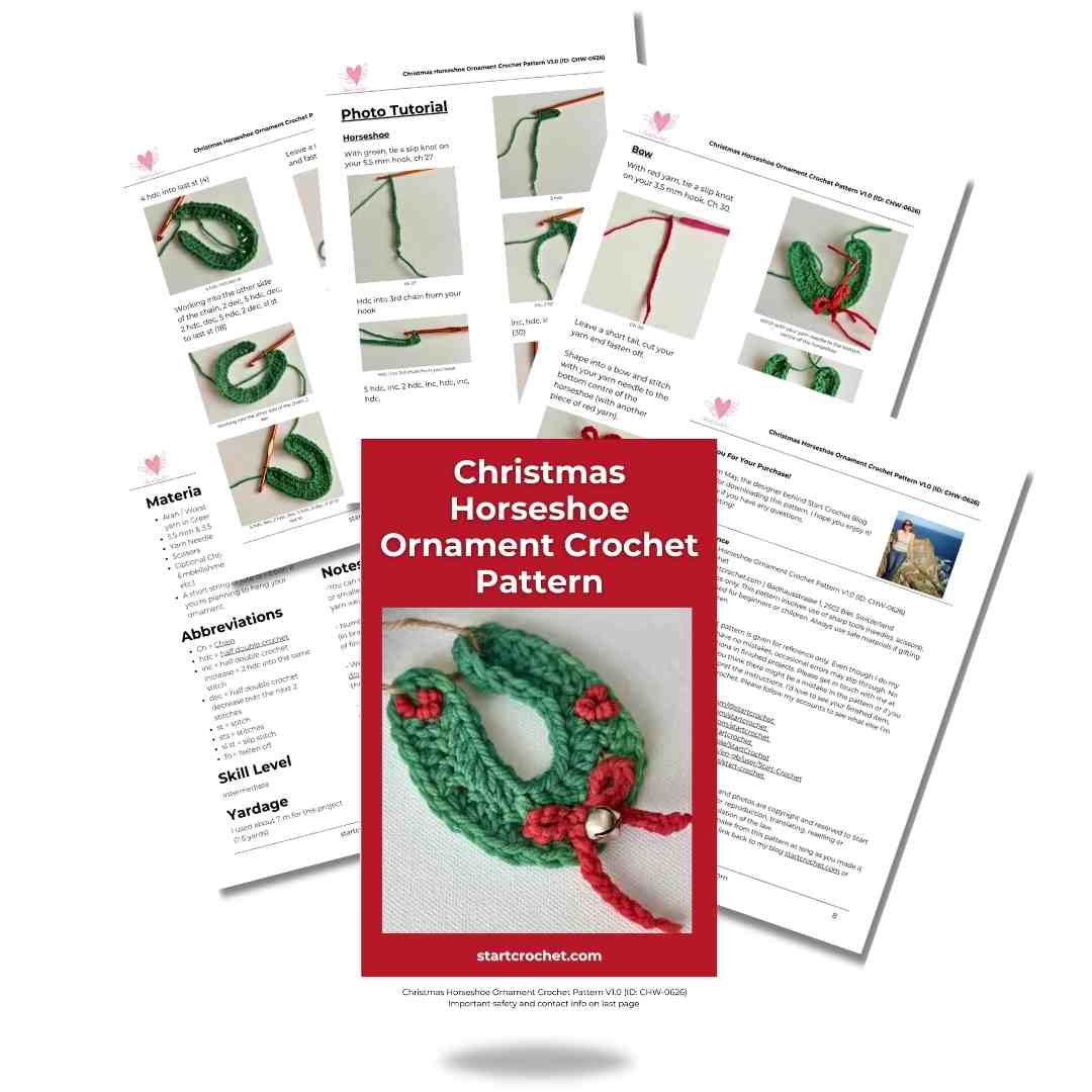 Christmas Horseshoe Ornament Crochet Pattern Photo Tutorial