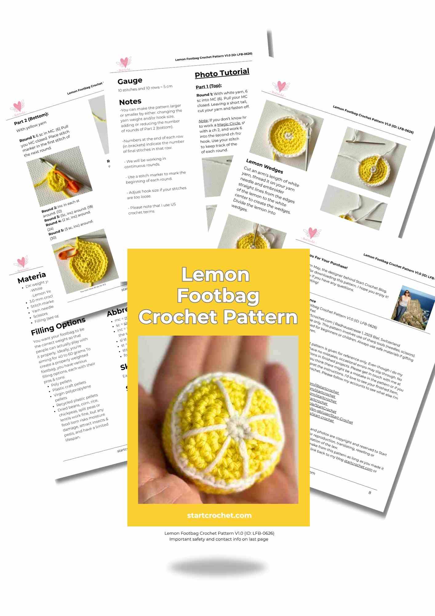 Lemon Footbag Crochet Pattern Photo Tutorial V1.0 (ID LFB-0626)